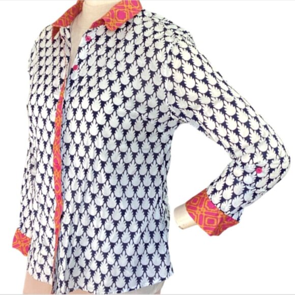 French Curve 100% Cotton Button Down Shirt M #180C - Picture 5 of 9